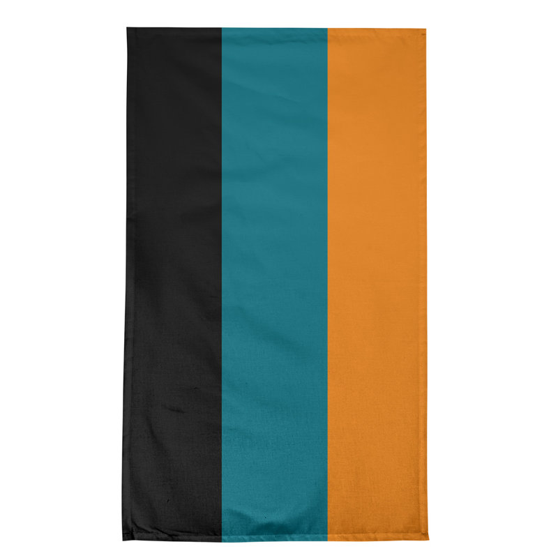 Serviette de thé hockey Anaheim, Noir / bleu sarcelle foncé du Pacifique / orange, Polyester sergé