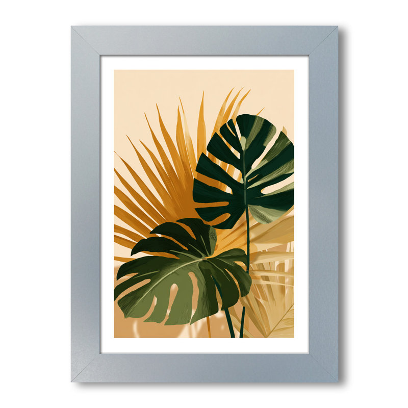 Scandinavian Palm Botanical Wall Art Home Decor - Giclee Art Print Monstera & Palm Leaves, cut-paper illustration for modern interiors 1 Piece Wall Art