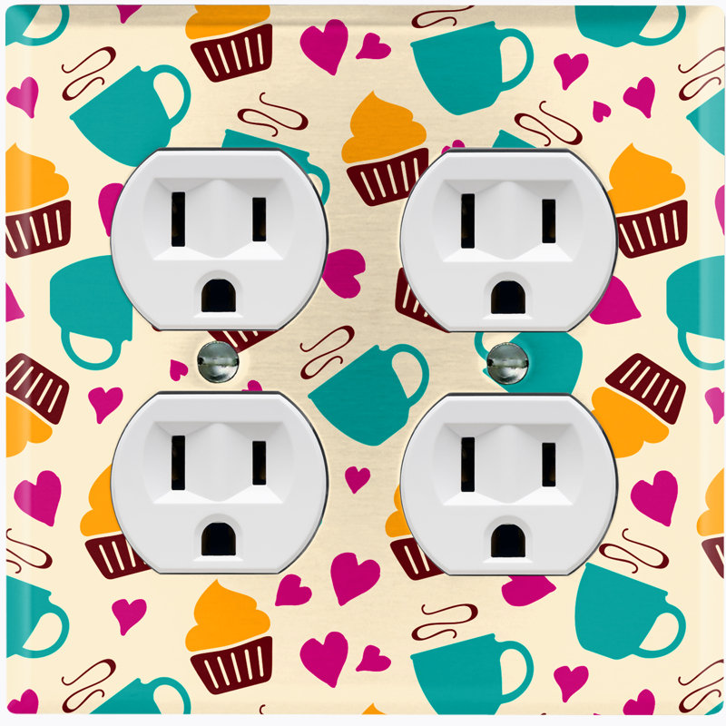 Plaque murale murale à 2 compartiments Coffee Cups Cupcake Heart Cream