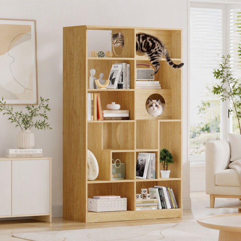Bibliothèque pour chat avec tablette d'escalade, Natural