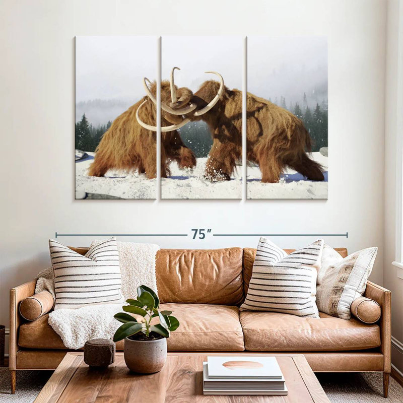 Fighting Woolly Mammoths, 42" H x 65" W