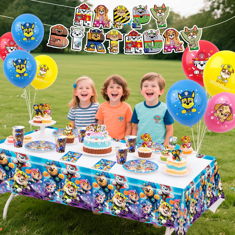 Articles de fête d'anniversaire Paw Patrol, 101 pièces décorations de fête Paw Patrol