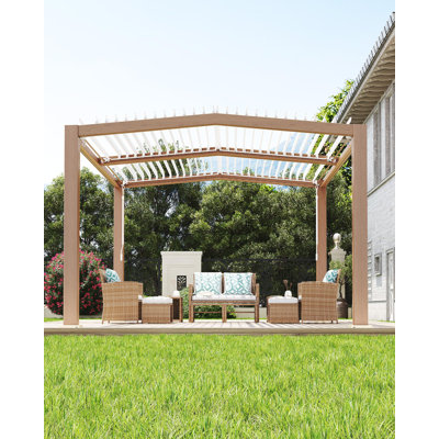 11'x13' Outdoor Louvered Pergola, Outdoor Pergolas with Adjustable Roof, Integrated Drainage System＆Reinforced Aluminum Frame for Backyard Camping Garden Patio