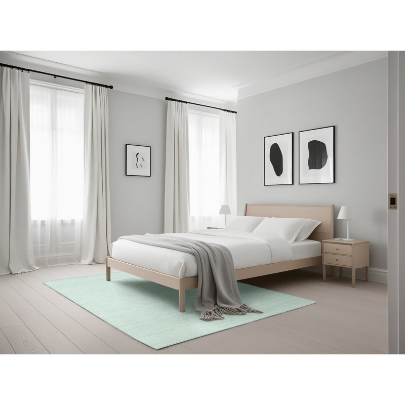 Tapis de zone vert contemporaine, Rectangle 5 pi x 7 pi