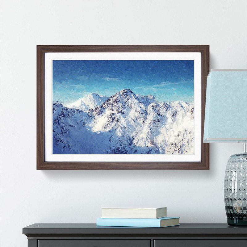 The Alps in Austria - Picture Frame Painting Print, 27cm H x 36cm W x 2cm D, Walnut Framed