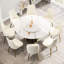 Table de salle à manger Modern Modern 8 - pierre artificielle blanche 60,25 po et table tournante pour 8 personnes avec base à disque rotative robuste