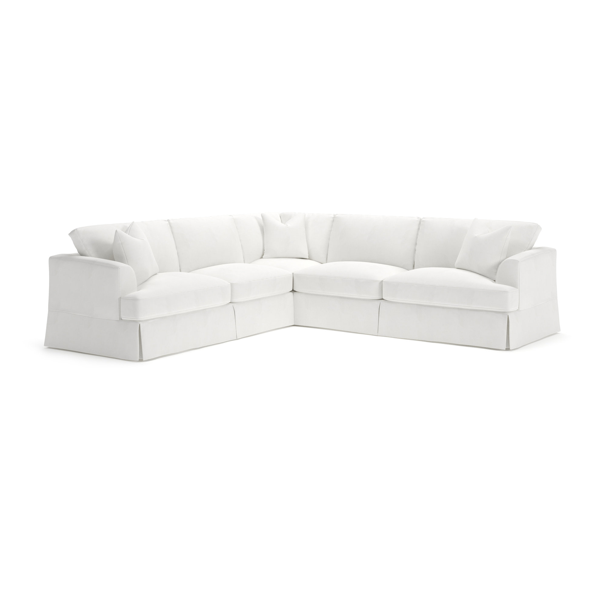 Lucia 4 - Piece Slipcovered L-Sectional, Classic Bleach White Twill, Left Hand Facing