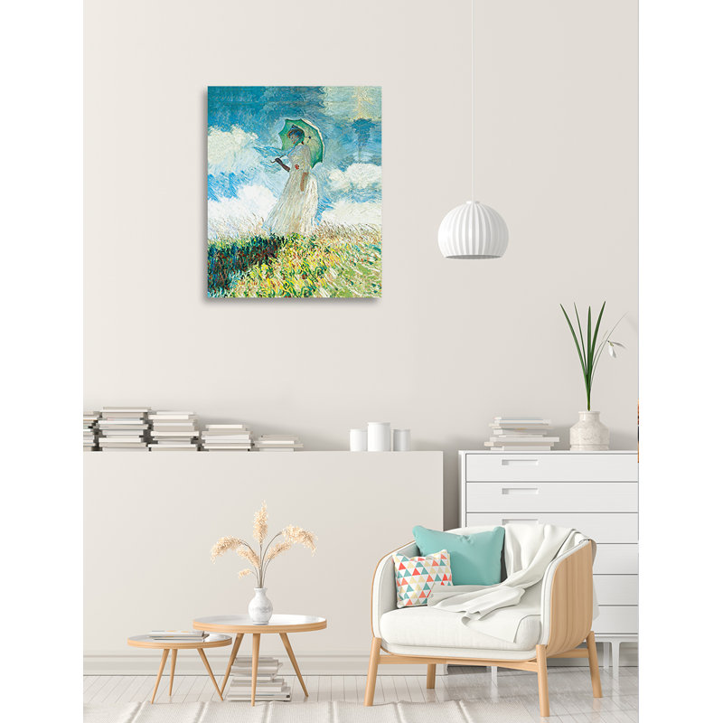 «Woman with a Parasol» par Claude Monet - reproduction d'art, H 24 po x l 20 po x 1,5 po, Toile tendue