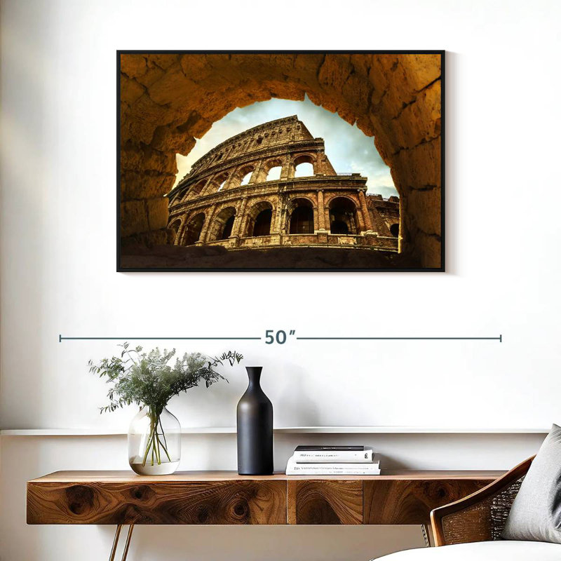 Colisée historique à Rome, Cadre flottant noir, 37 po x 25 po