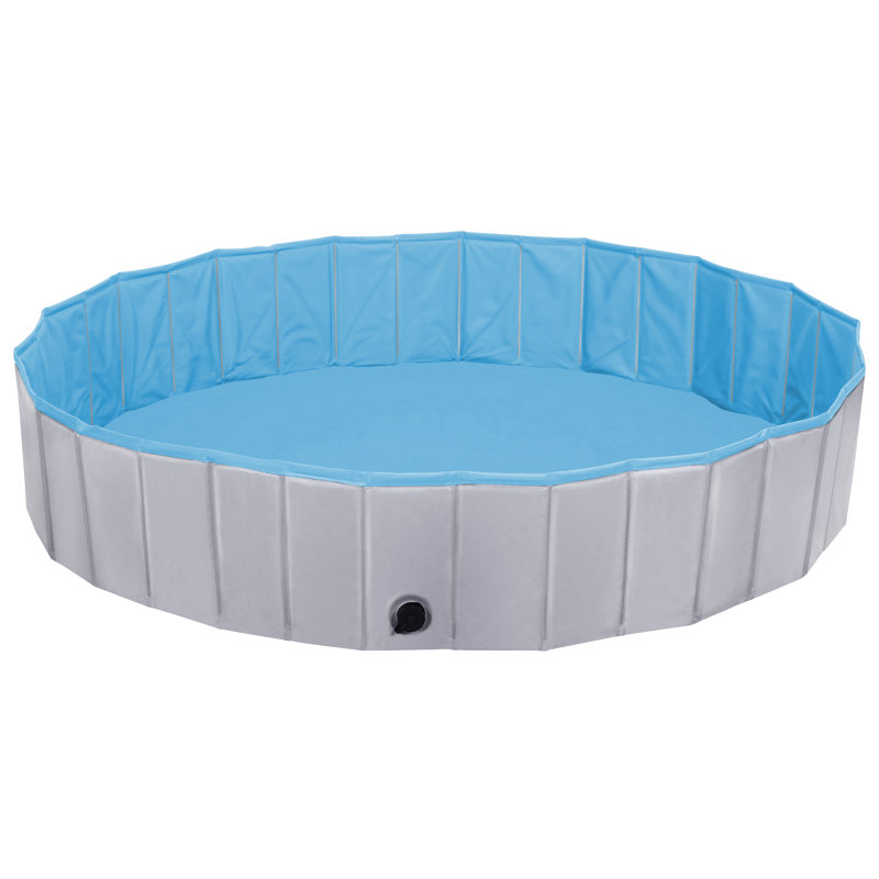  Grande baignoire pliable en PVC pour chiens / chats, H 12 po x l 71 po x P 71 po, Gris