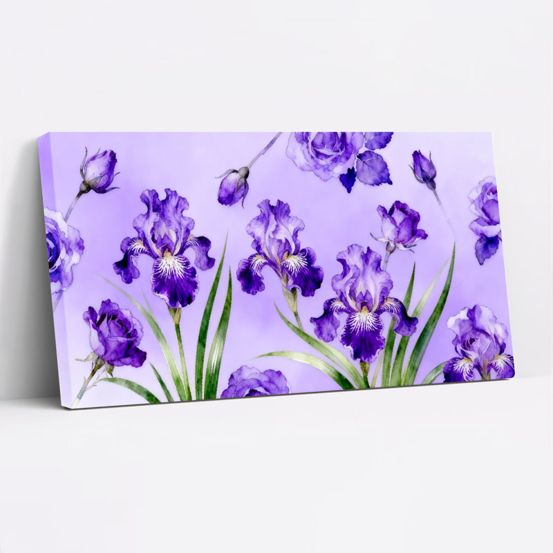 Iris, reproduction d'art sur toile tendue à l'aquarelle sur toile, ensemble de 1, H 12 po x l 36 po