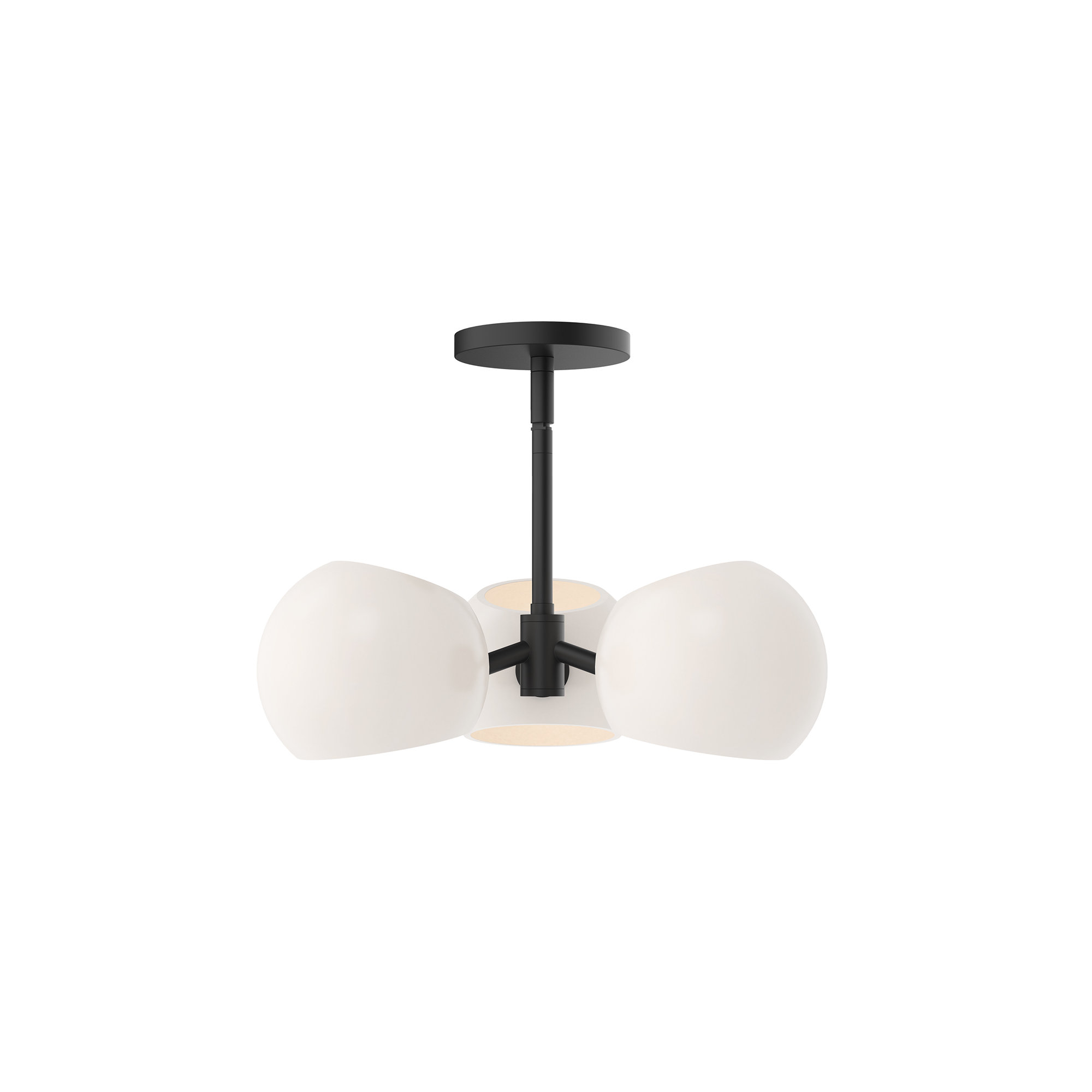 Willow 3 Light Glass Pendant, Matte Black, Opal