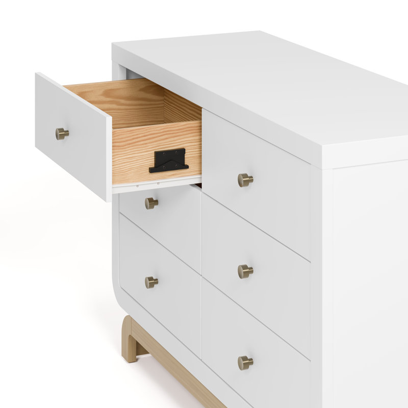 Santorini 6 Drawer Dresser, White/Driftwood