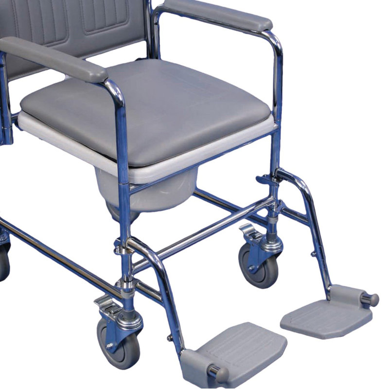 Drop Arm Height Adjustable Wheeled Commode