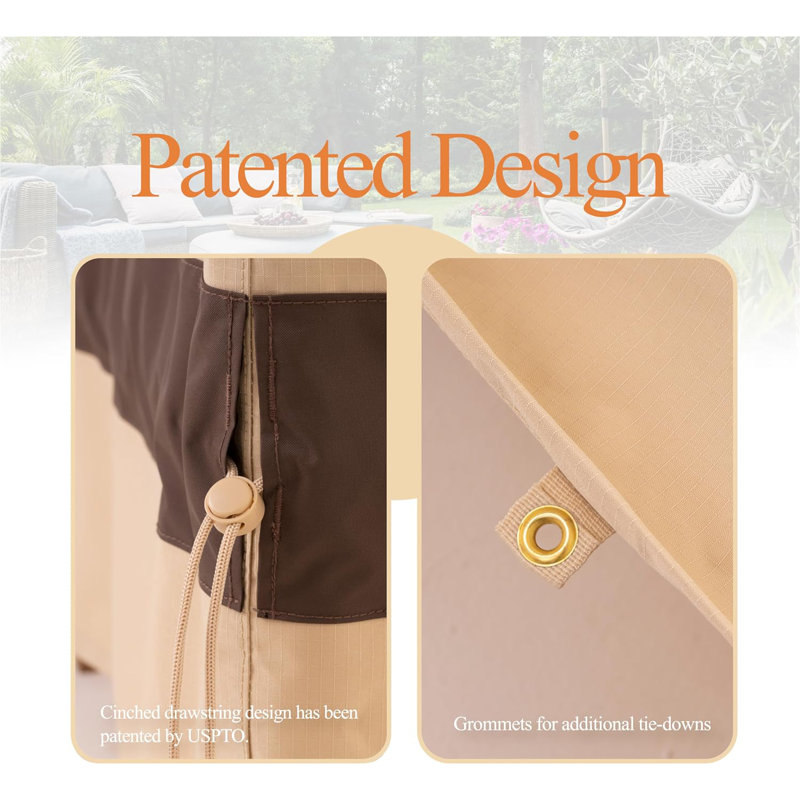 Large Beige and Coffee Waterproof Ripstop Outdoor Patio Table Cover