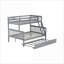 Lit simple superposé en bois d'hévéa avec lit gigogne Échelle réversible - détachable, sans sommier, gris
