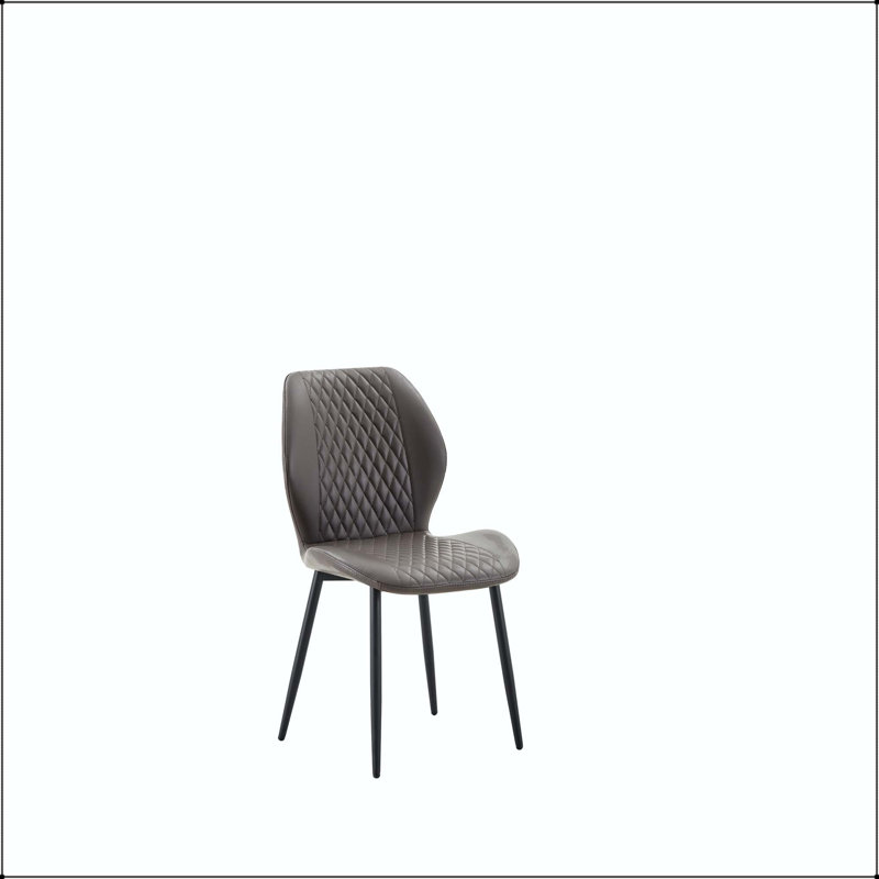 Chaise de salle à manger matelassée en polyuréthane gris foncé foncé - ensemble de 4