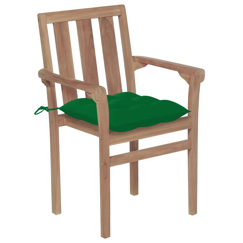 Teak Patio Chair with Cushions, Green