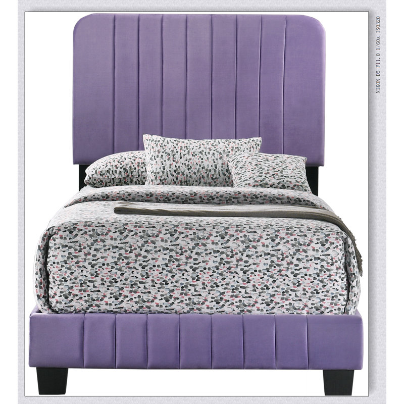Upholstered Bed Frame, Twin, Purple