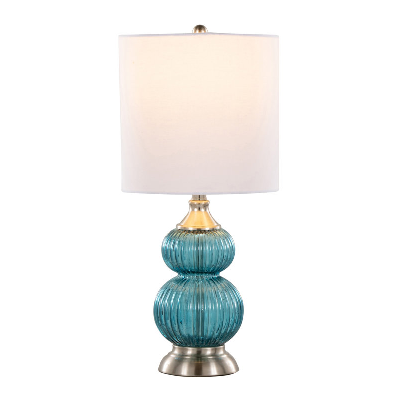 Lampe d'appoint 20 "en verre saphir bleu Belle, abat-jour en lin blanc de Grandview Gallery par LumiSource - ensemble de 2