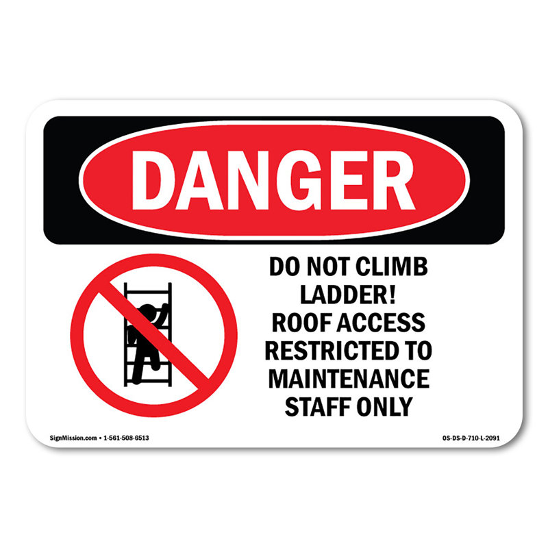 Décalcomanie d'accès au toit en échelle 10 po x 7 po Do Not Climb