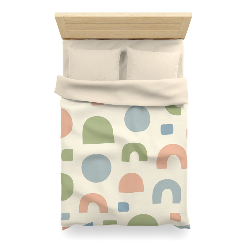 Microfiber Duvet Cover Boho Style, Design 81, Twin XL Duvet Cover, Cream