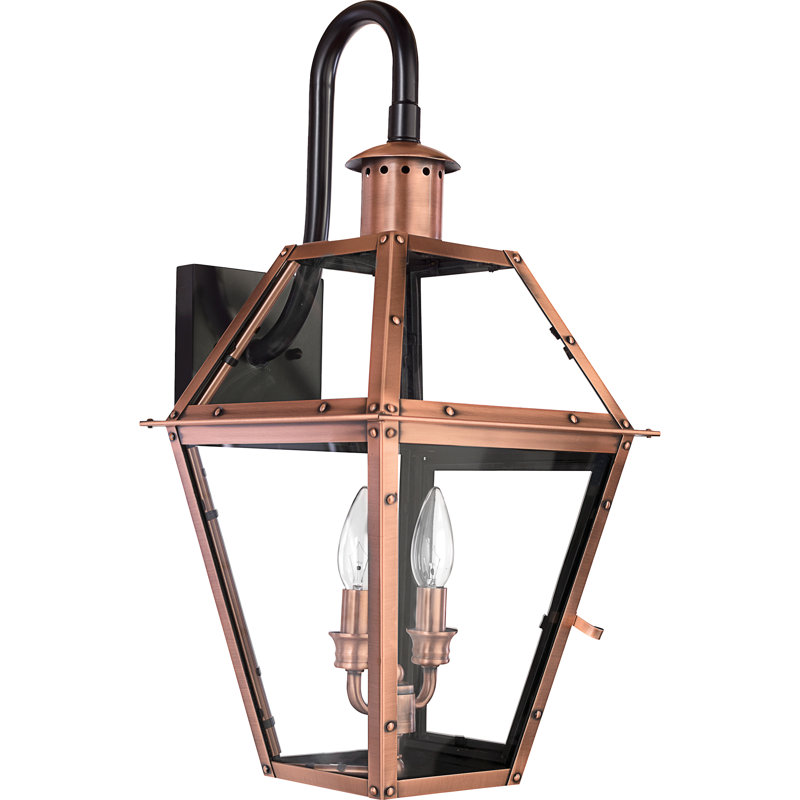 2 - Bulb 22.5" H Outdoor Wall Lantern, Aged Copper