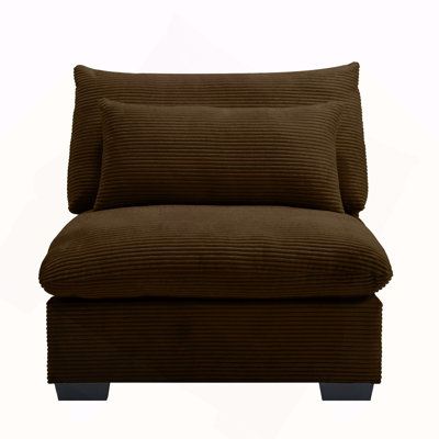 Armless sofa for flexible combination to become 2 seater 3 seater 4 seater sofa; Armless sofa with delicate and soft corduroy fabric, high resilience sponge and waist pillow, Brown