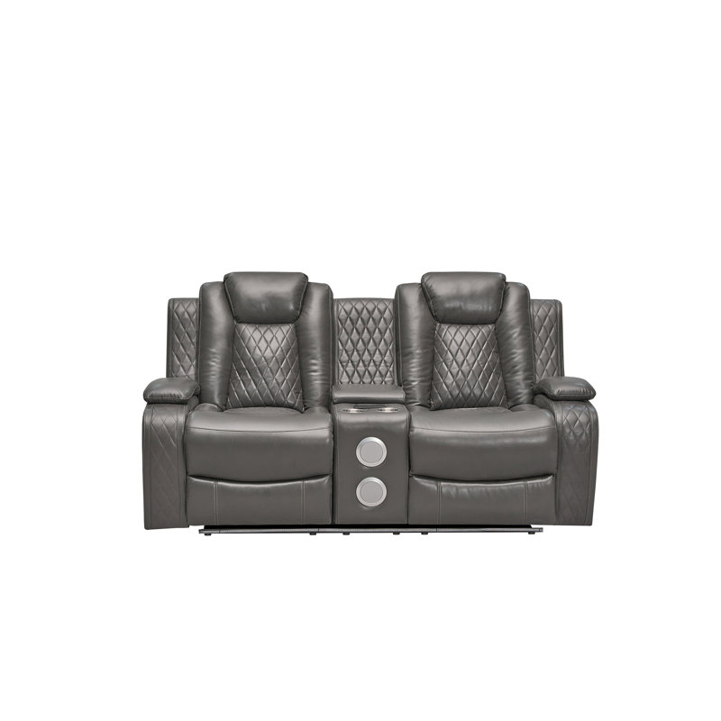 Nikoleta 75.2'' Faux Leather Power Reclining Loveseat, Gray