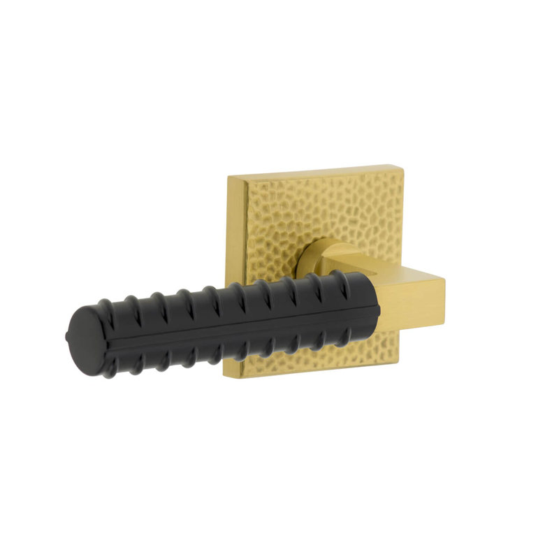 Mannequin double Viaggio Quadrato Rosette avec levier Contempo, Laiton satiné, Noir lisse