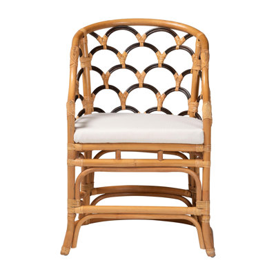 Baxton Studio Veneto Natural Rattan Dining Chair with Scalloped Back