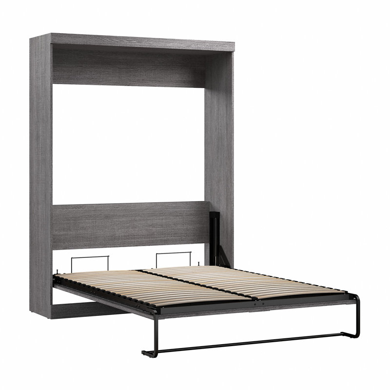 Lit escamotable mural peu encombrant Arlex pour chambre d'amis ou bureau personnel, Reine, Gris foncé