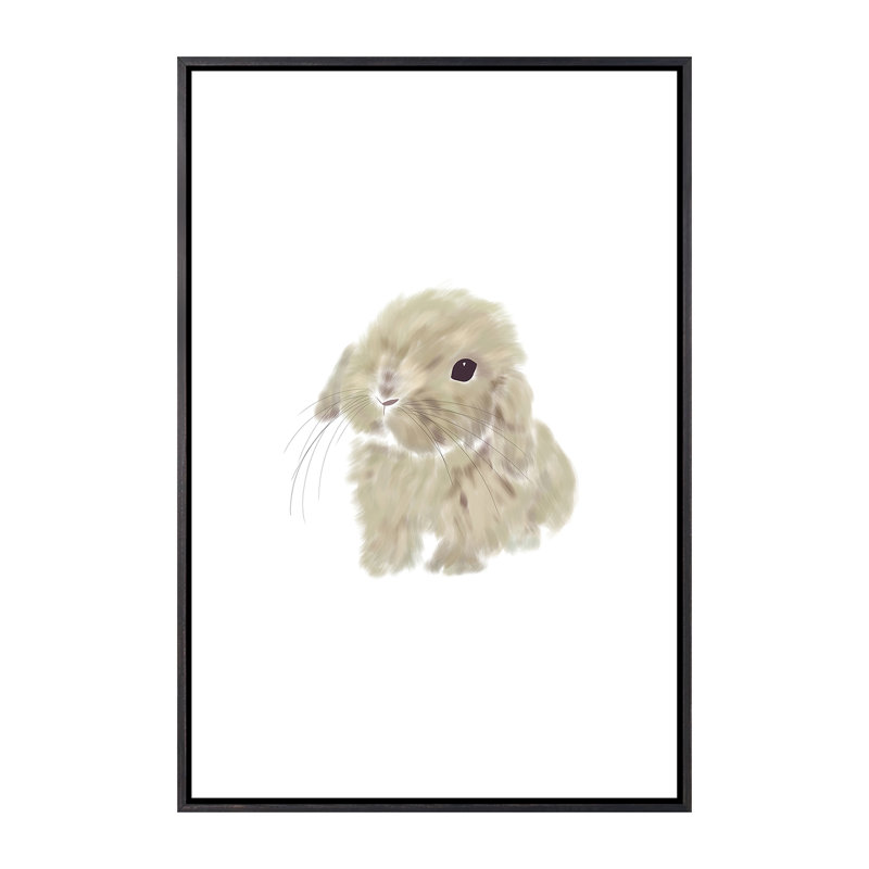 Décoration murale bébé lapin, H 26 po x l 18 po x 1,5 po, Toile avec cadre noir patiné