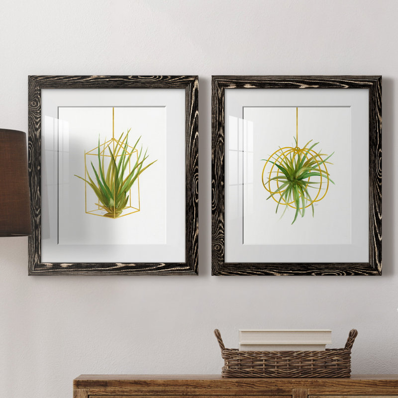 «Hanging Airplant II», ensemble de 2 impressions, Papier encadré noir