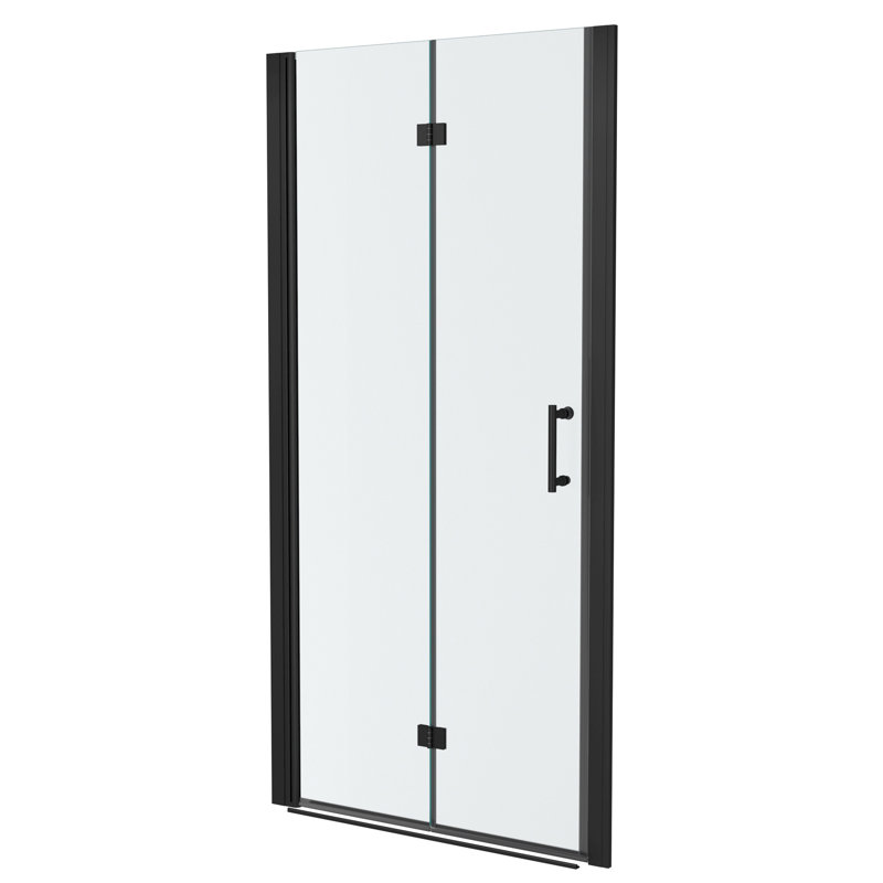 30"W X 72"H Fold Frameless Shower Door With Tempered Glass, 1/4 Inch (6 Mm), Black