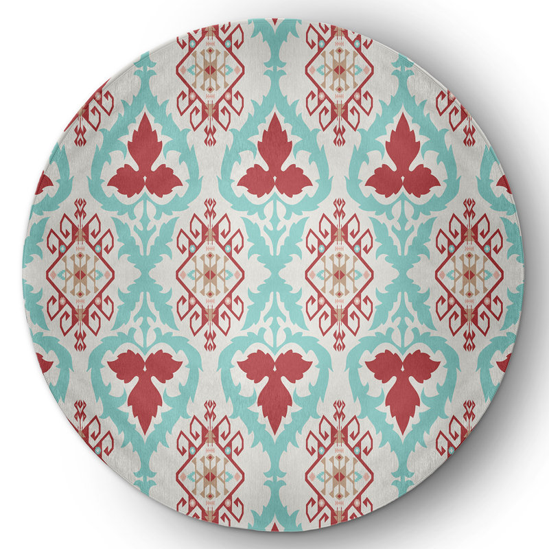 Chenille Ikat Indoor Rug, Round 5'