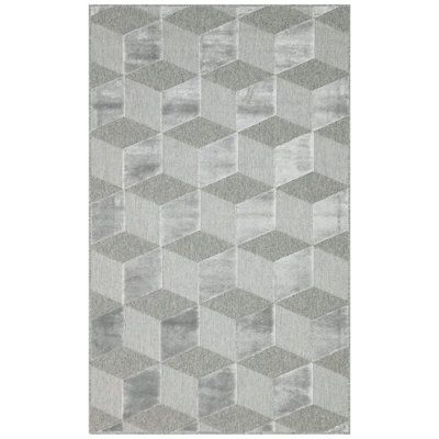 Tapis gris luxueux, 100% laine et viscose, 6,6 x 9,5 pieds | Hauteur des poils: 0,3 pouce, 1,1 lb / pied carré, 256 000 points de fil | Doux, durable, facile à nettoyer | Parfait pour le salon, la chambre à coucher et la salle à manger
