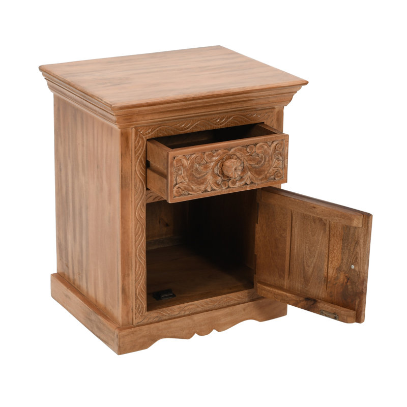 Cassanora Solid Wood Drum End Table