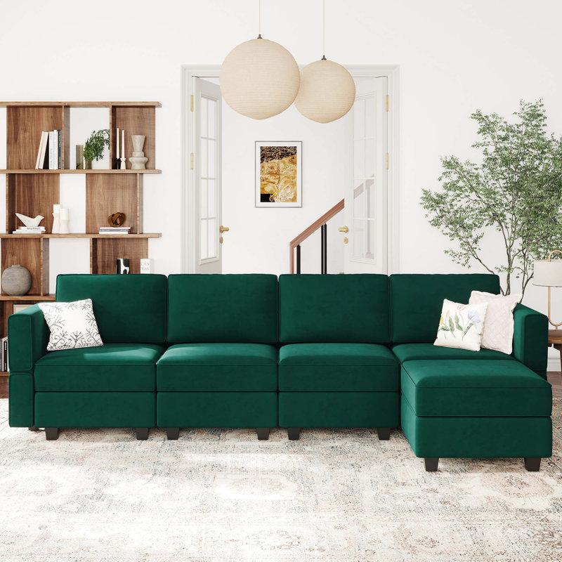 Nairoby 116.6'' Wide L Shaped Modular Sectional Sofa Apartment Livingroom Couch 6-Pieces 4-Seat Sofa with Storage Ottoman