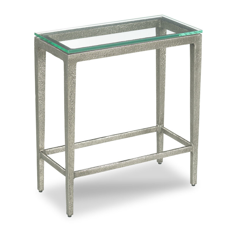 Piers Glass End Table, Textured Silver