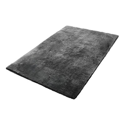 Tapis d'intérieur moelleux, tapis moelleux moelleux de 5 pi x 8 pi, tapis à poils longs pour salon, chambre à coucher, véranda, esthétique de décoration intérieure moderne, non-perte de poils, non-tissé, antidérapant, gris foncé