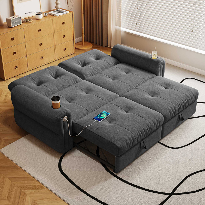 Il s'agit d'un canapé multifonctionnel, d'un canapé-lit convertible de 77 pouces et d'une pièce 2 en 1 convenant à la fois à la position assise et à la position allongée. Fabriqué en tissu Sheneyron