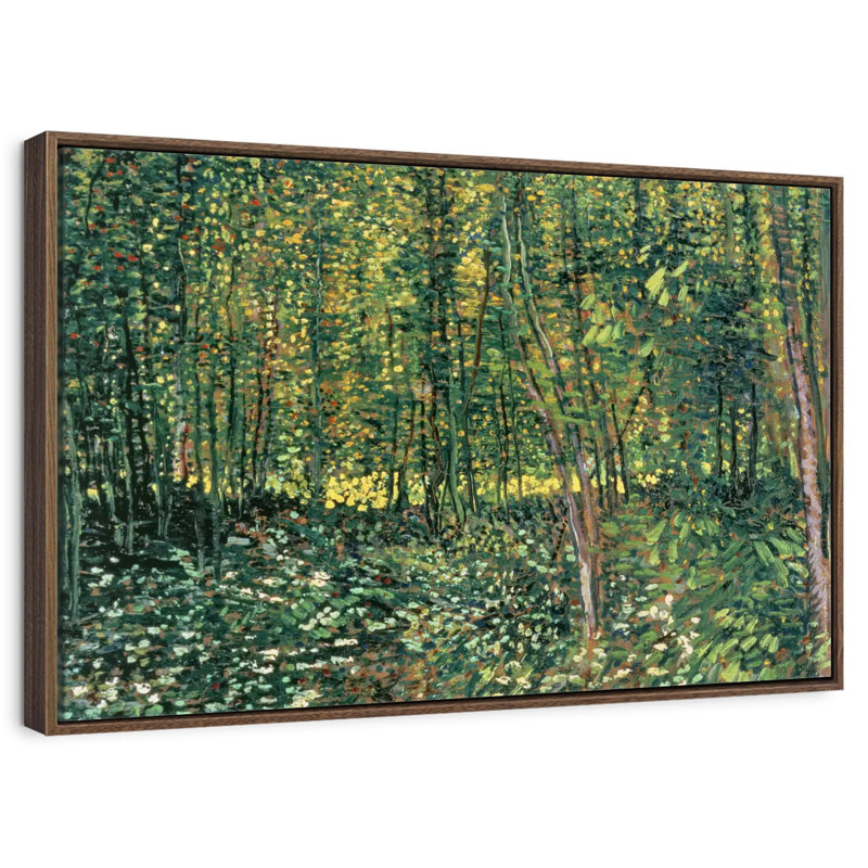 Arbres et sous-bois, 13 po x 9 po, Cadre flottant noyer