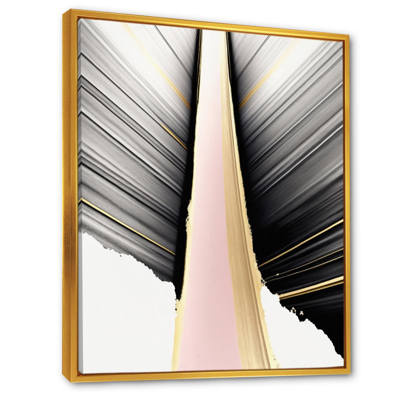 «Minimalisme rose et doré», reproduction sur toile, H 40 po x l 30 po x P 1,5 po, Cadre flottant doré