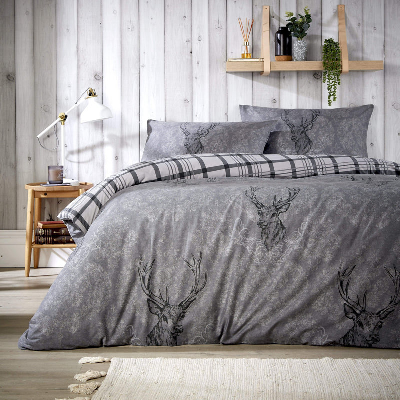 Polyester No Pattern Duvet Cover Set with Pillowcases Included, Single Duvet Cover Set + 2 Pillowcases, Grey