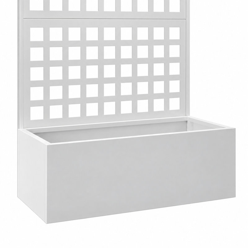 Boîtes à fleurs 70,9 pouces en métal avec treillis, ensemble de 2, Blanc