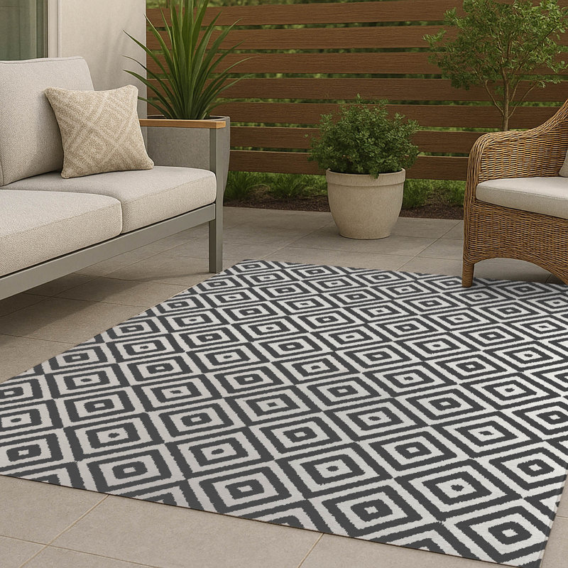 Tapis d'extérieur antidérapant Ikat Eye, Rectangle 5 pi x 7 pi