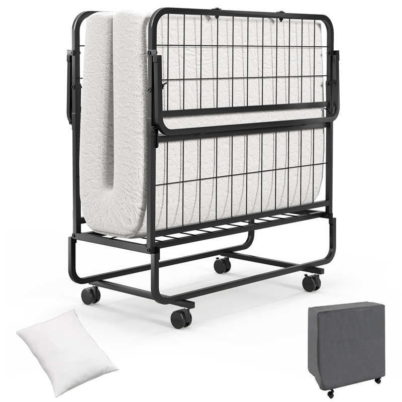 Lit pliant avec matelas Lit pliant pour adulte avec matelas et oreiller en mousse à mémoire de forme, Lit simple