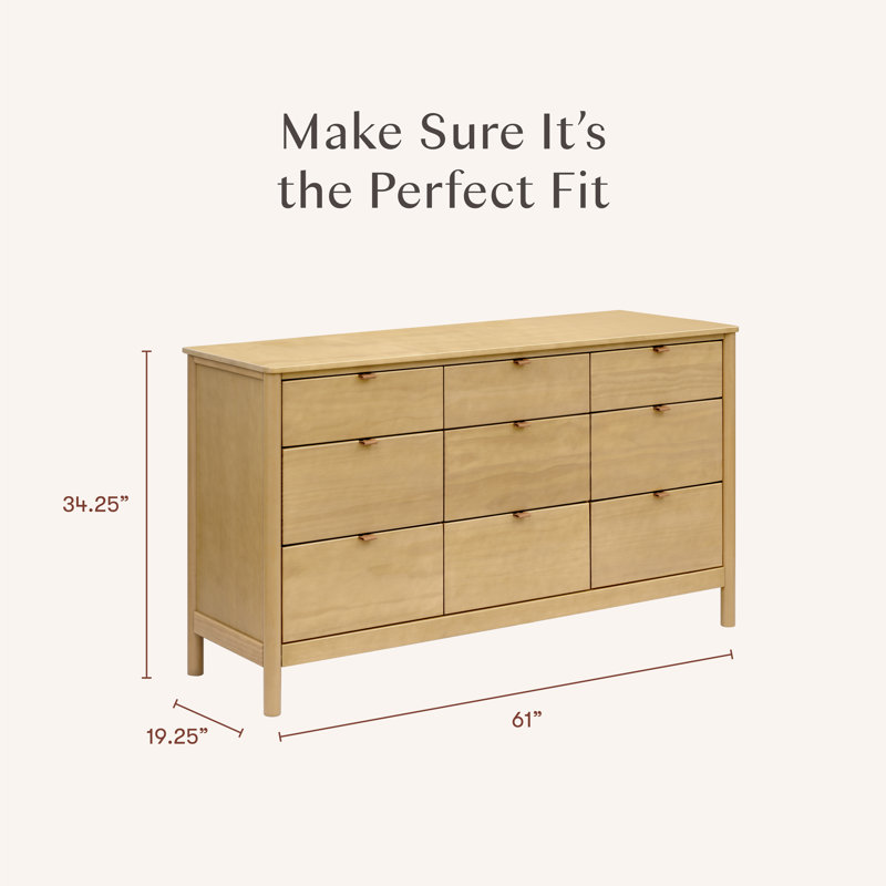 Bondi 9-Drawer Assembled Dresser, Honey