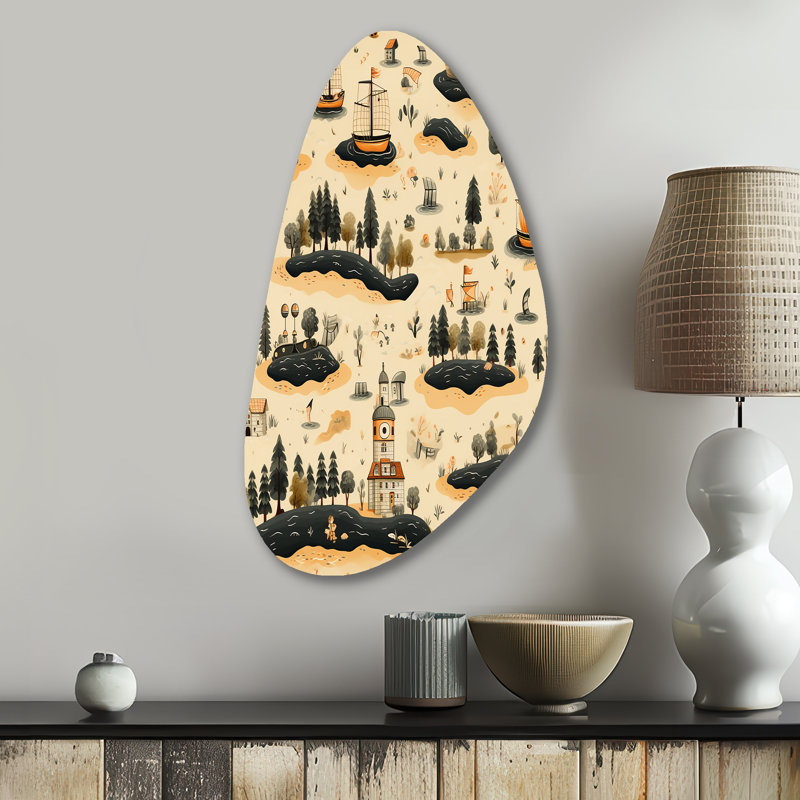 Pirate Treasure Hunt - Abstract Fall Shape Metal Wall Sculpture, 31" H x 17" W x 1" D